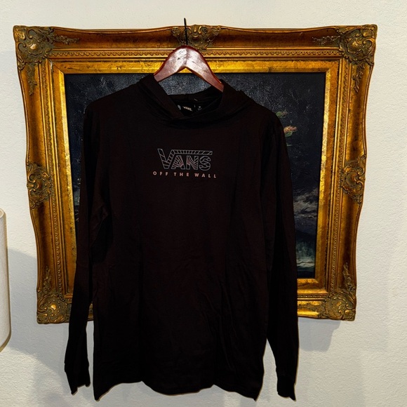 Vans NEW Black Graphic Print Hooded Long Sleeve Men’s Tee Size M - Picture 2 of 6